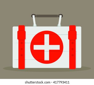 First aid kit. Medical case. Vector illustration