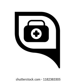First aid kit medical map pin. vector illustration
