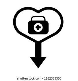 First aid kit medical map pin. vector illustration