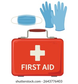 Kit médico de primeiros socorros conjunto isolado vetor ilustração no fundo branco