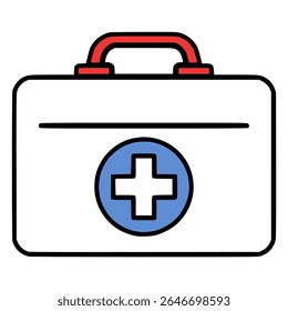 first aid kit medical supplies flat color vector illustration template design