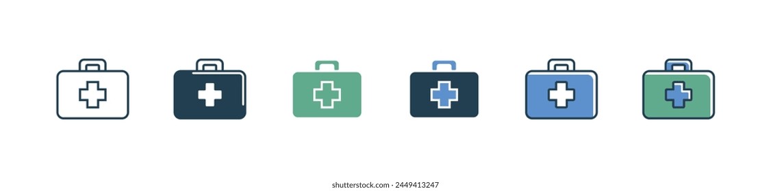 First aid kit medicals box icon set medkit emergency safety briefcase vector simple illustration medic tools line symbol design for web and app