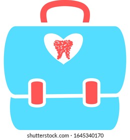 First aid kit medicine cartoon style isolated. Doctor's first-aid kit in cartoon style. Medicine chest vector illustration. Study Medicine Doctor's Kit With Bag. Pharmacy. Medical Kit icon vector 