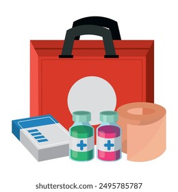 first aid kit with medicines isolated