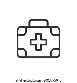 First Aid Kit minimal line icon. Web stroke symbol design. First Aid Kit sign isolated on a white background. Premium line icon.