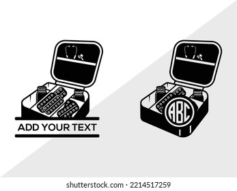 Kit de primeros auxilios Ilustración de vectores de monograma SVG imprimible