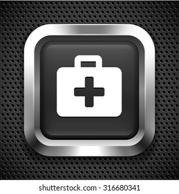 First Aid Kit on Black Square Button
