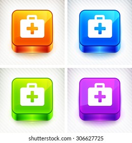 First Aid Kit on Color Square Buttons