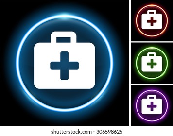 First Aid Kit on Glow Round Button