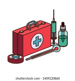 first aid kit on white background