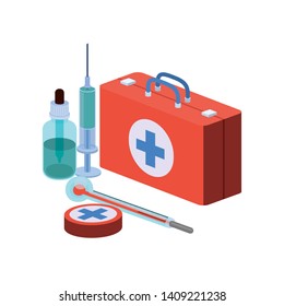 first aid kit on white background