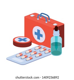 first aid kit on white background