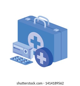 first aid kit on white background
