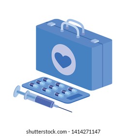 first aid kit on white background