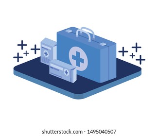 first aid kit on white background
