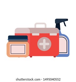 first aid kit on white background