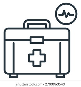 Ilustración vectorial de icono de contorno de botiquín de primeros auxilios