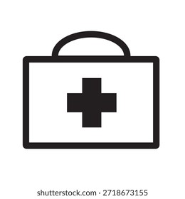 Icono de contorno del kit de primeros auxilios. Bolsa médica de emergencia y símbolo de atención médica.
