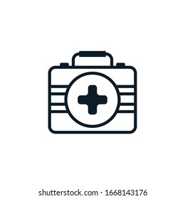 First aid kit outline icons. Vector illustration. Editable stroke. Isolated icon suitable for web, infographics, interface and apps.