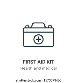 First aid kit outline vector icon. Thin line black first aid kit icon, flat vector simple element illustration from editable health and medical concept isolated on white background