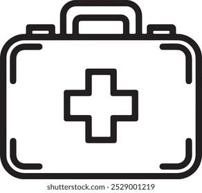 First Aid Kit Outline Vector Icon.