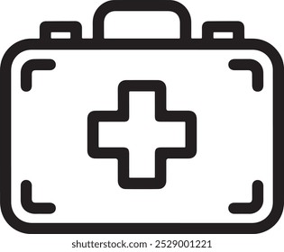 First Aid Kit Outline Vector Icon.
