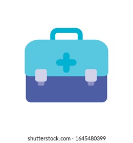 first aid kit over white background, flat style icon, vector illustration