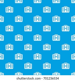 First aid kit pattern repeat seamless in blue color for any design. Vector geometric illustration