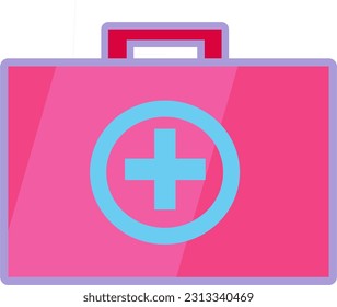 First aid kit pink purple feminim medical tool vector illustration.