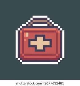 Botiquín de primeros auxilios en estilo pixel art