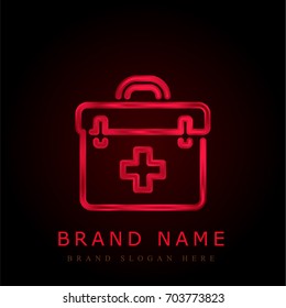 First aid kit red chromium metallic logo