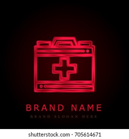 First aid kit red chromium metallic logo