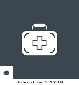 Symbol für die erste Hilfe-Kit-Vektorbrille. Einzeln auf schwarzem Hintergrund. Vektorgrafik.