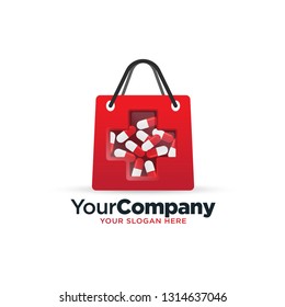 First aid kit, shopping bag logo template