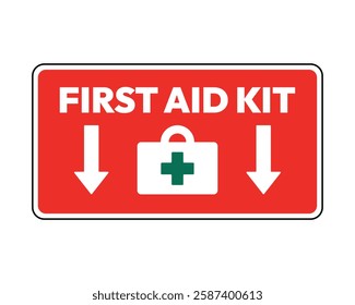 First Aid Kit Sign with Downward Arrows High Quality Vectorial File