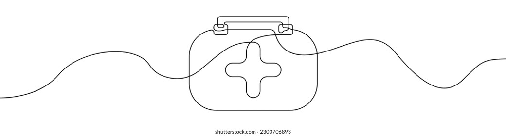 First aid kit sign line continuous drawing vector. One line First aid kit vector background. First aid kit icon. Continuous outline of First aid kit. Linear Firsts aids kits designs.