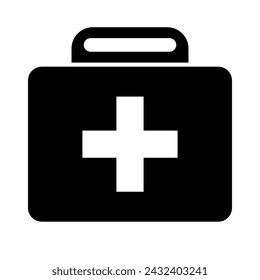 First aid kit silhouette icon. Vector.