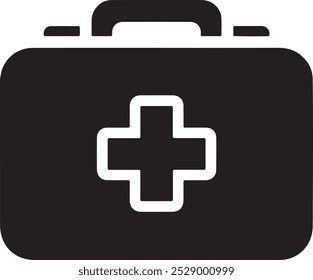Icono de Vector de silueta de kit de primeros auxilios.
