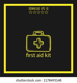 first aid kit sketch vector icon