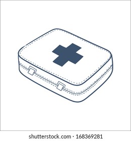 First aid kit. Sketch vector element for medical or health care design
