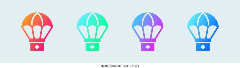 First aid kit solid icon in gradient colors. Emergency signs vector illustration.