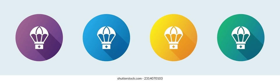 First aid kit solid icon in flat design style. Emergency signs vector illustration.