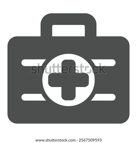 First aid kit solid icon, human rescue concept. Vector graphics. Briefcase with medical cross, plus sign on white background, glyph style icon for mobile or web design