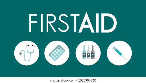 first aid kit stethoscope thermometer pills medical