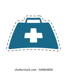 first aid kit suitcase emergency clinic cut line vector illustration eps 10