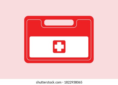 First aid kit supply emergency medical products realistic, healthy care logo
