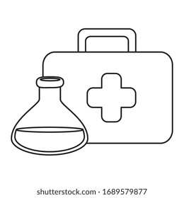 first aid kit with tube test isolated icon vector illustration design