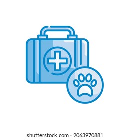 Erste Hilfe Kit Vektor blauen Farben Icon Design Illustration. Veterinärsymbol auf weißem Hintergrund EPS10-Datei