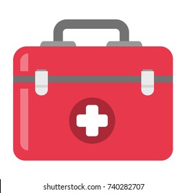 First aid kit vector cartoon illustration isolated on white background.
