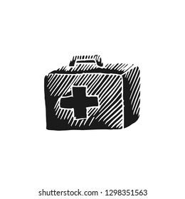 first aid kit vector doodle sketch isolated on white background